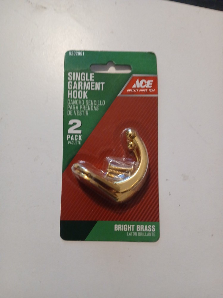 ACE Bright Brass Single Garment Hook 2-Pack #5292891-image