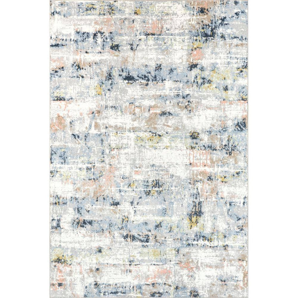 Aaliyah Washable Blue 8x10 Abstract Area Rug for Modern Decor-image