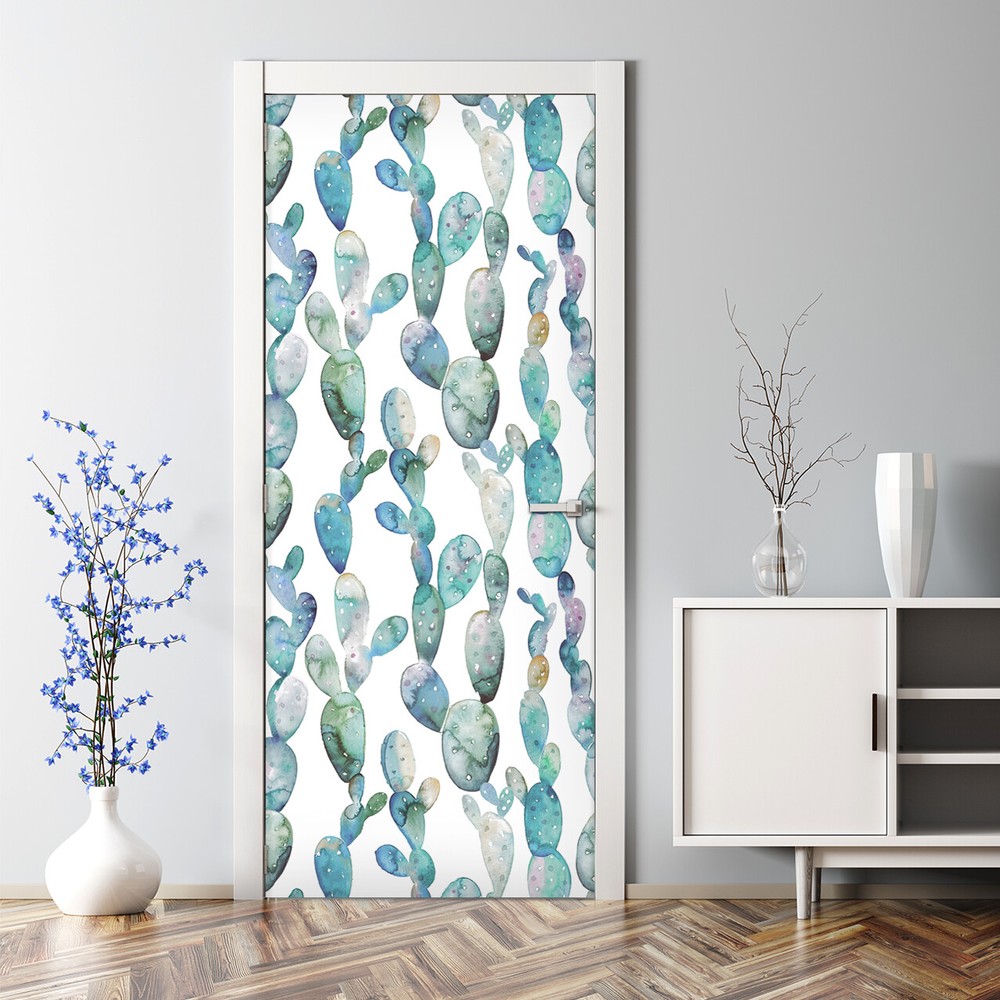 Waterproof Cacti Floral Wall Decal for Doors and Windows