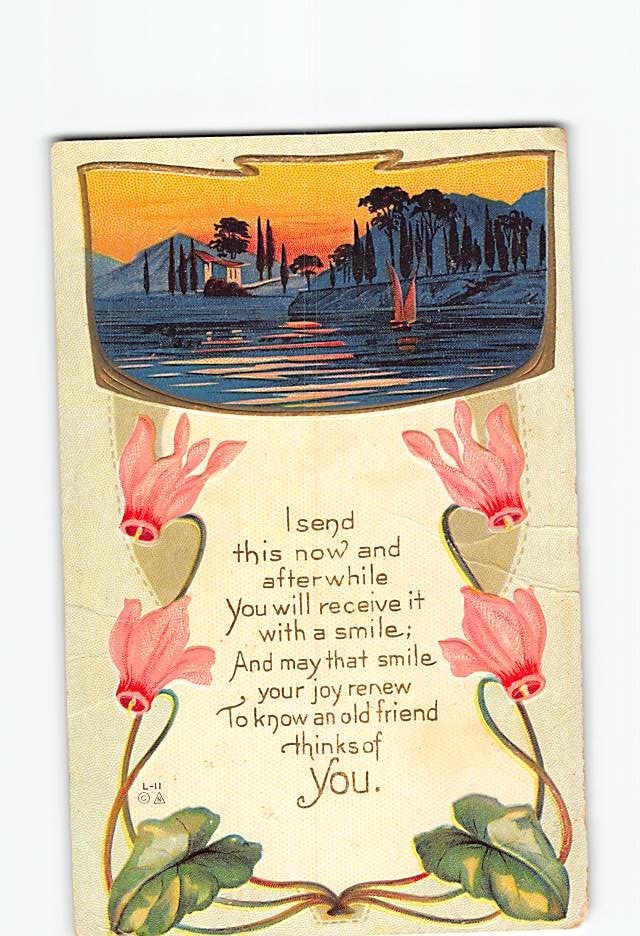 Postcard Embossed Floral Art Art Print Greeting Card