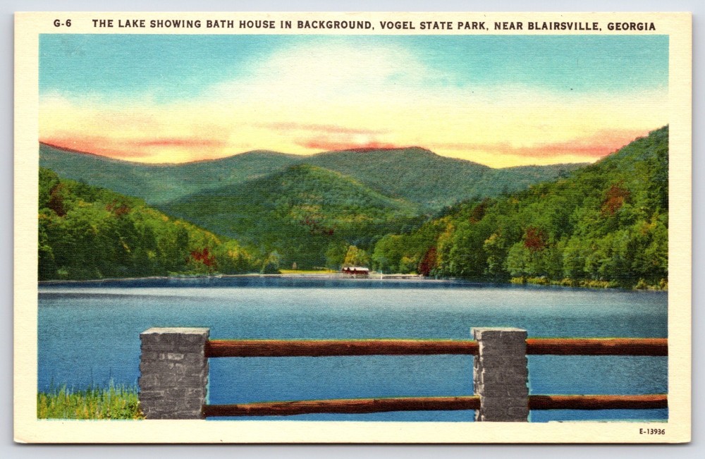 Vintage Postcard Old Antique Image Lake Vogel State Park Blairsville Georgia Usa