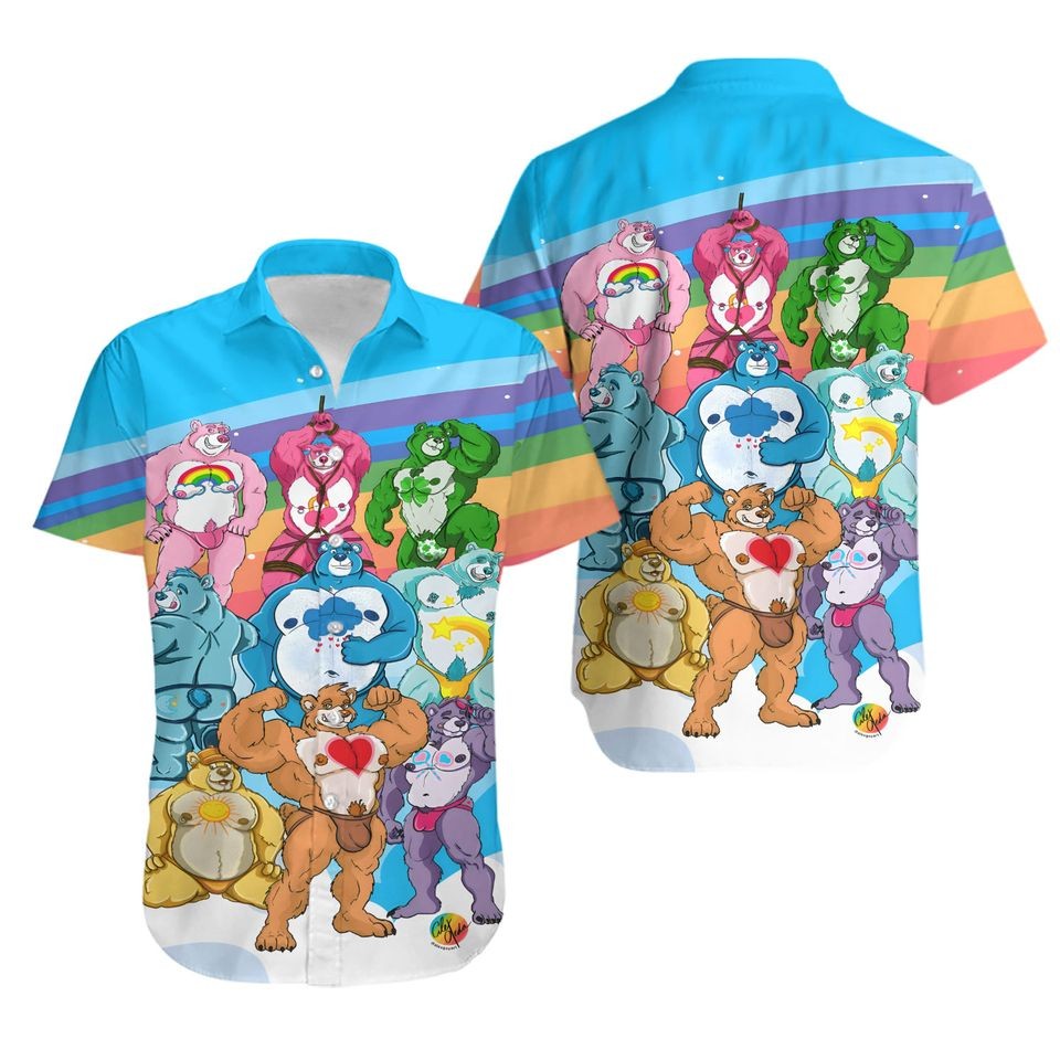 Colorful Rainbow Cute Bear Hawaiian Shirt