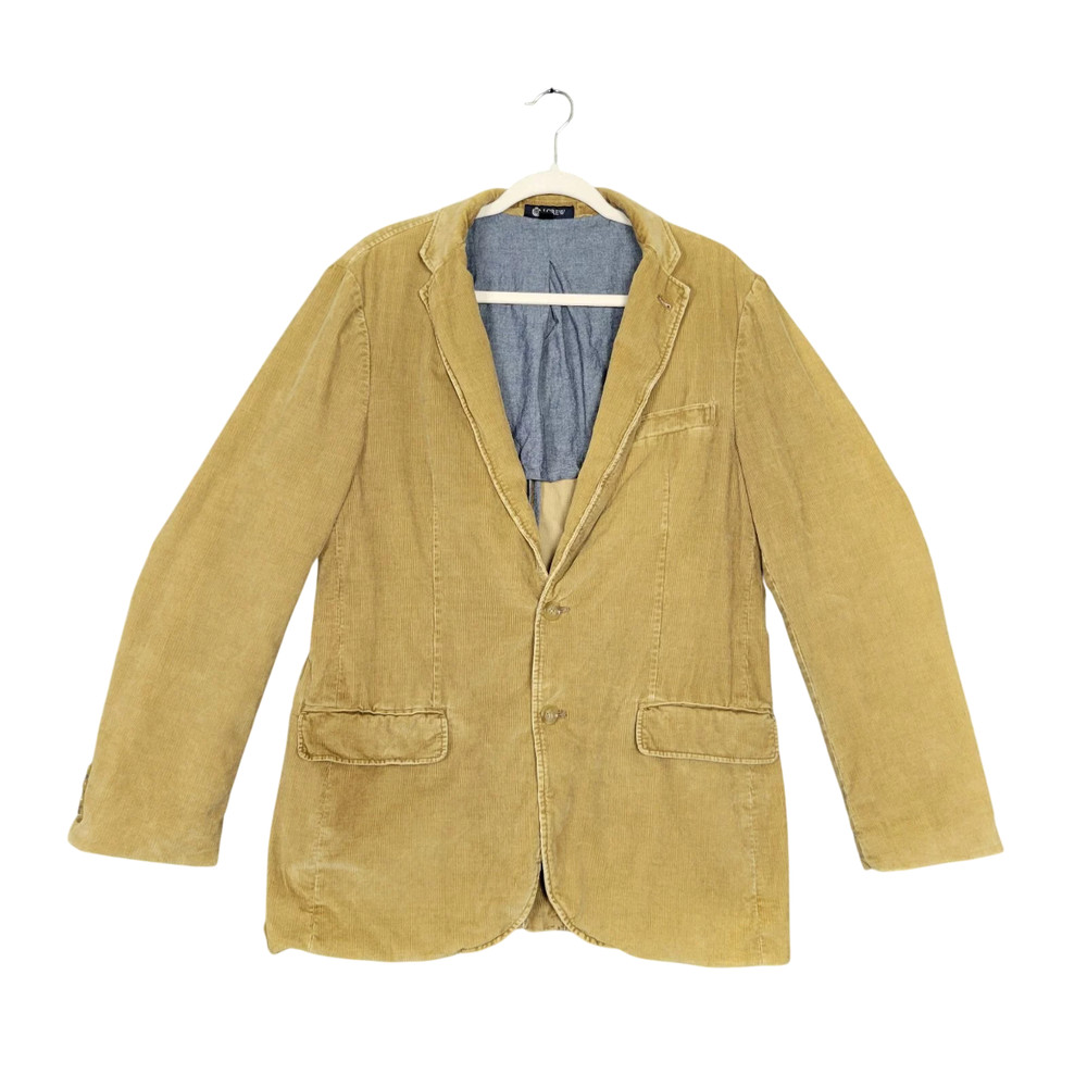 J CREW Tan Corduroy 2 Button Lined Blazer Jacket Sport Coat 2000s SIZE MEDIUM