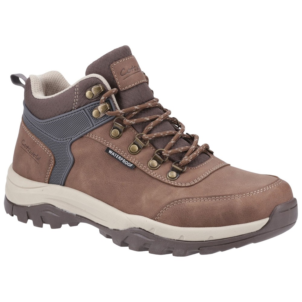 Cotswold Mens Overbury Waterproof Hiking Boots Cushioned Sole Quick Lace Up