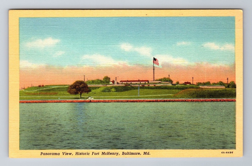 Baltimore MD-Maryland, Panorama, Historic Fort McHenry Souvenir Vintage Postcard
