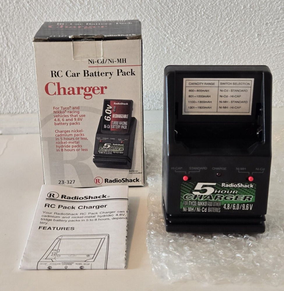 RC 6.0V Rechargeable NiCd Racing Battery Charger Radio Shack 23-327 Tyco Nikko
