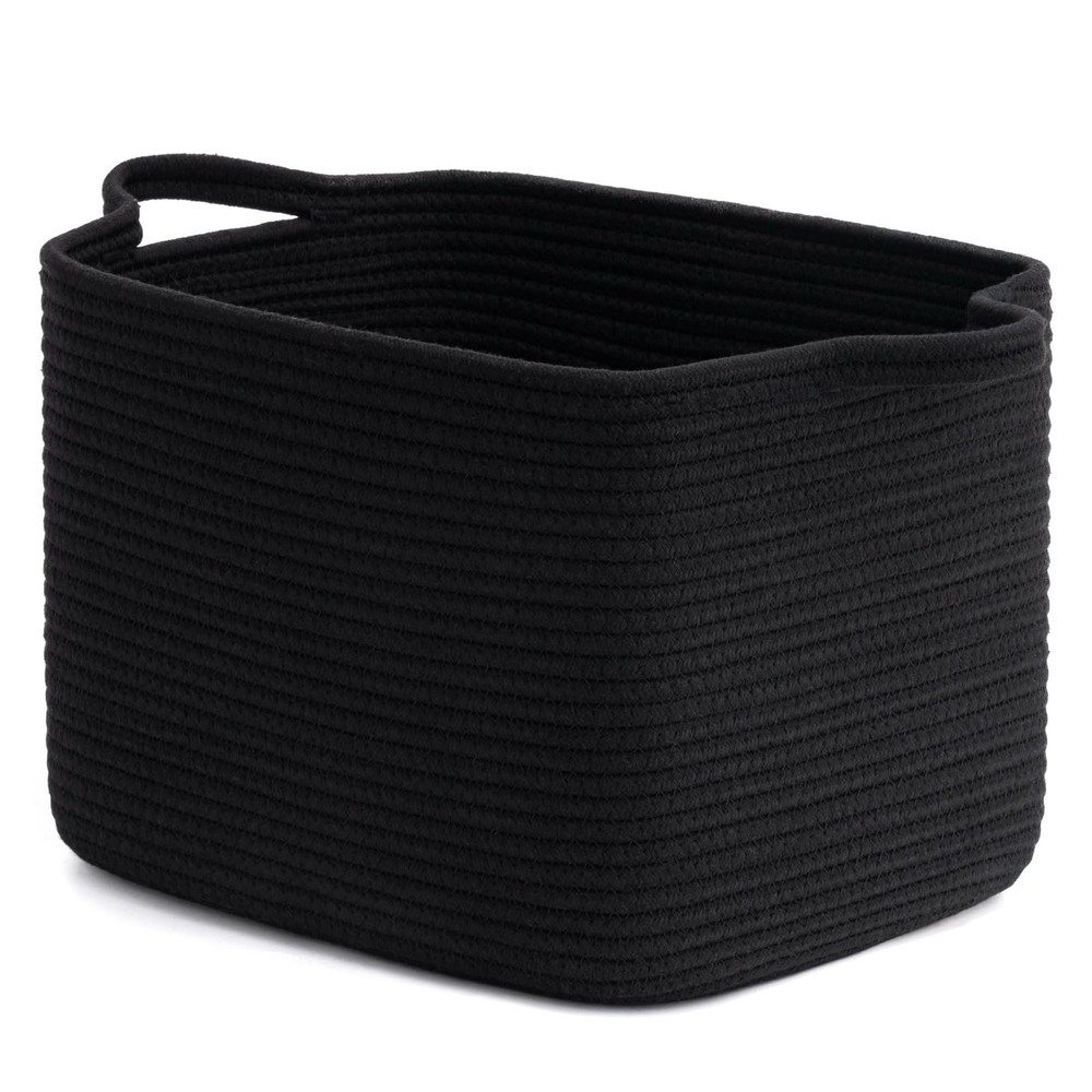 INDRESSME Black Woven Storage Basket for Toys Gifts Nursery Decor