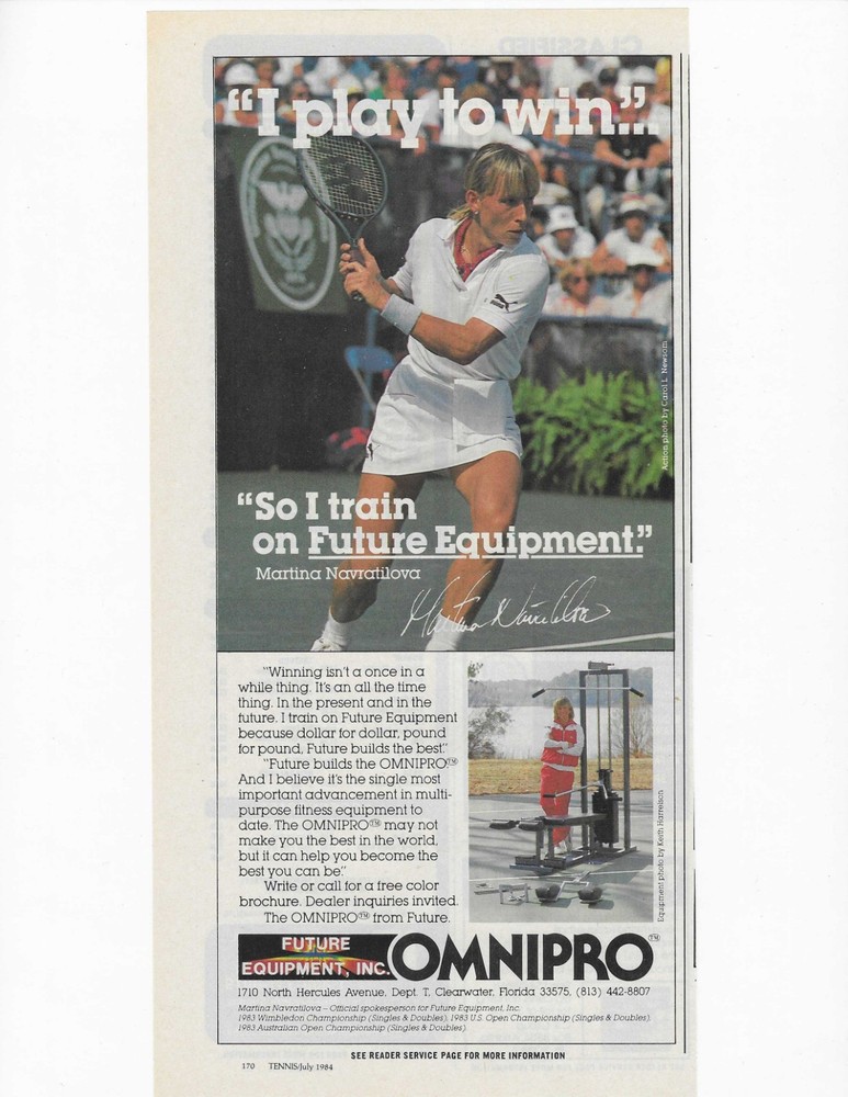 Tennis Martina Navratilova  Omnipro  Original Print Ad