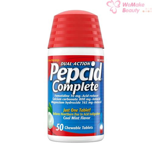 Pepcid Complete Dual Action Acid Reducer 50 Chewable Tablets Cool Mint Flavor