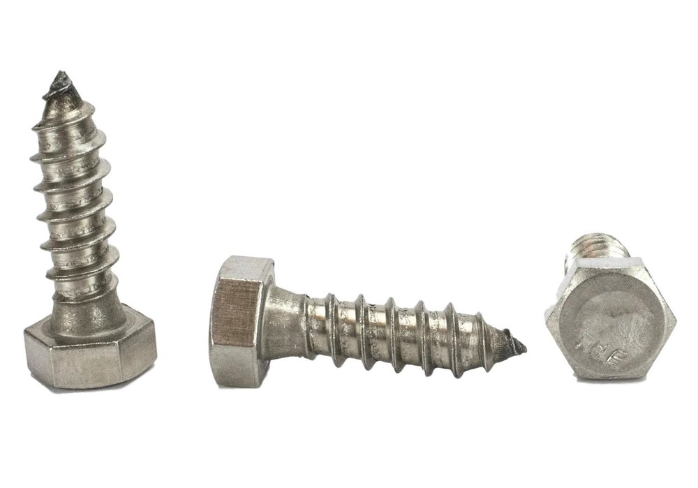 25PCS 3/8 x 1-1/4in Hex Head Lag Screws 18-8 Stainless Steel Wood Bolts