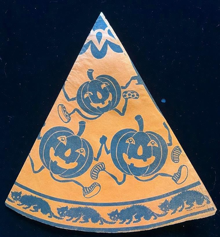 VINTAGE 1920s GERMANY PAPER HALLOWEEN PARTY HAT WITCH CATS OWL CROW BATS 