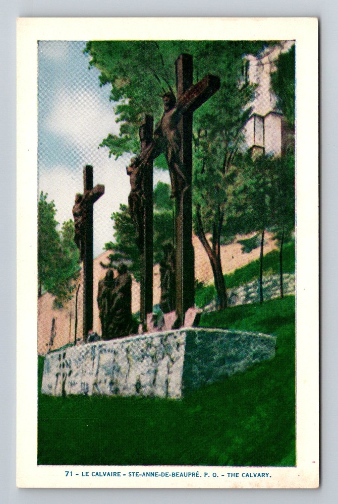 Canada- Quebec St. Anne de Beaupre Basilica The Calvary Old PC Vintage Postcard