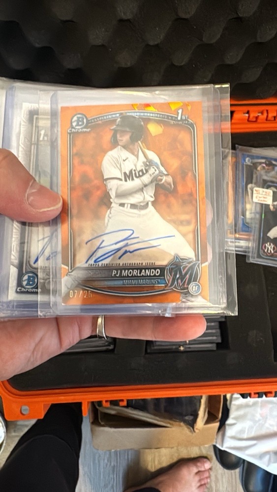PJ Morlando 2025 Bowman Chrome Sapphire #CPS-PM Orange Refractor Auto 1st RC /25