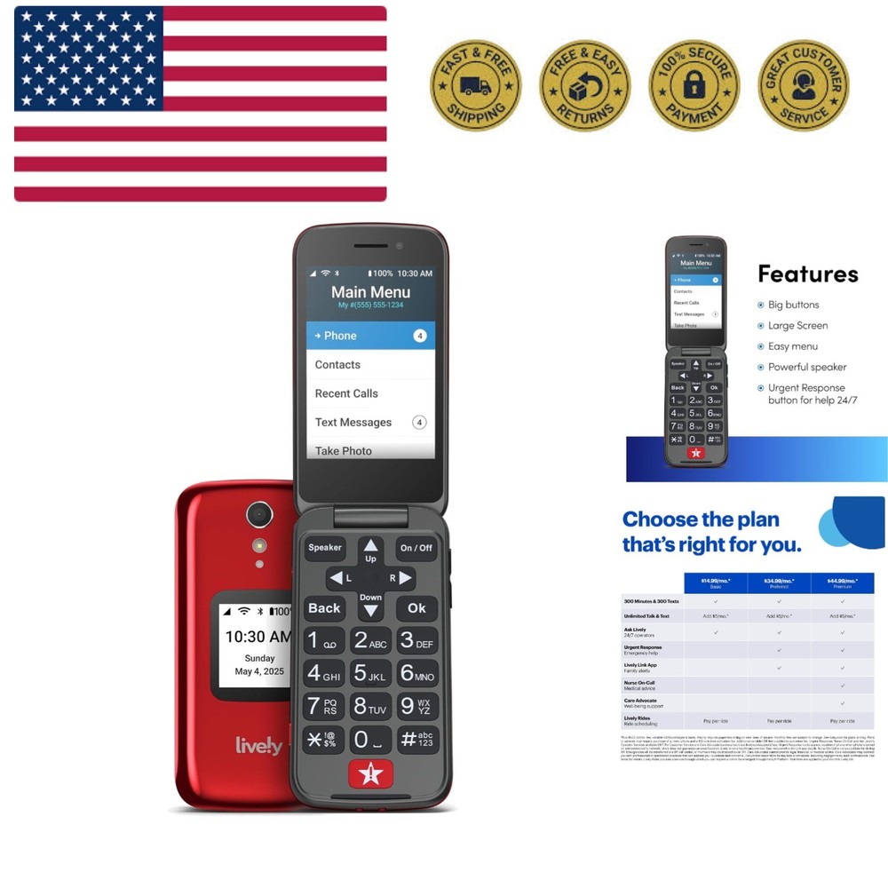 Jitterbug Flip2 - Flip Cell Phone for Seniors - Not Compatible with Other Wir...