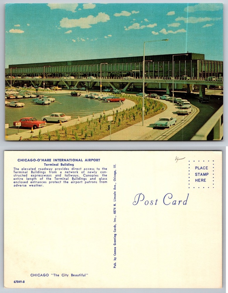 Vintage O'Hare International Airport Terminal Building Chicago IL Postcard