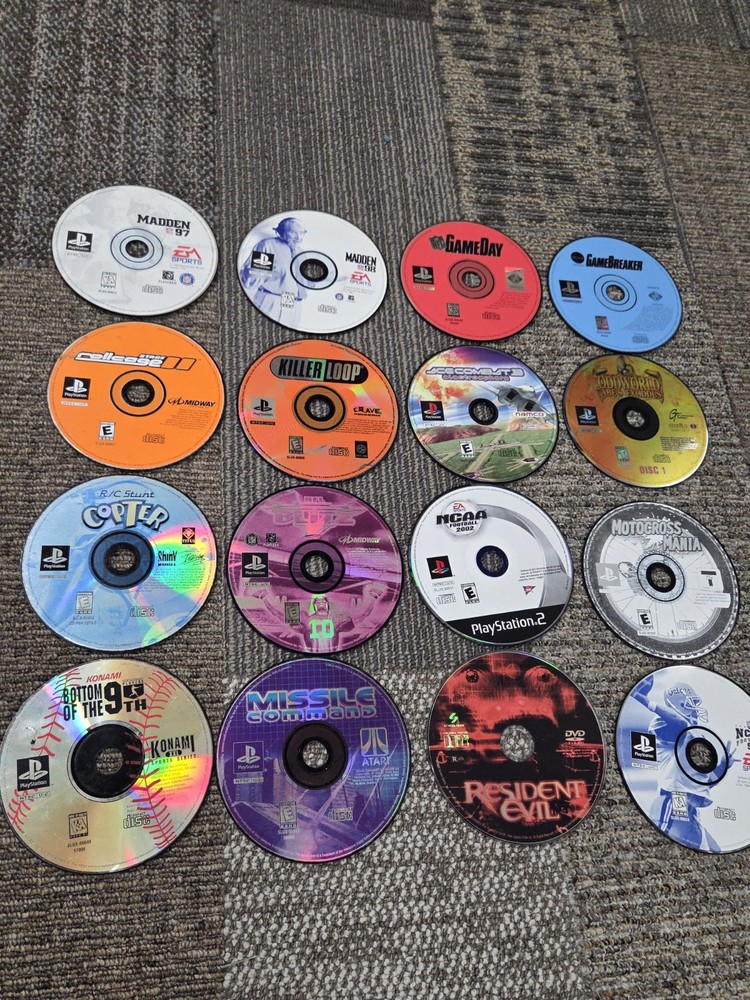 Lot of 15 Loose Playstation 1 PS1 PS2 Disc Only Untested Scratched + 1 DVD