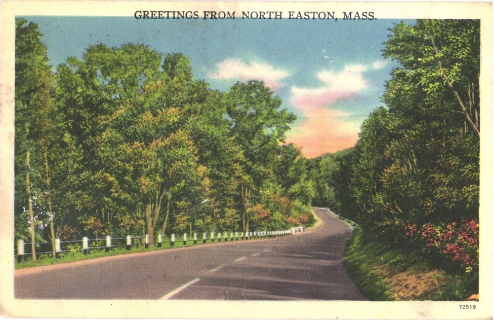 North Easton Massachusetts Picturesque Road Scene Greetings Vintage Postcard