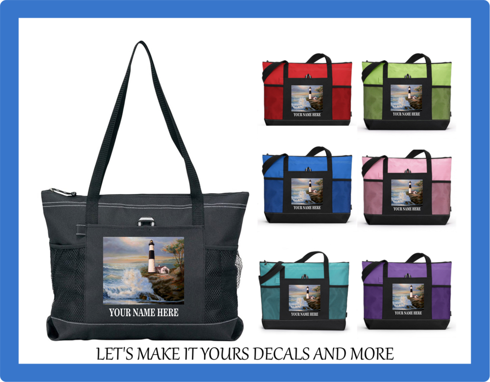 SABLE POINT LIGHTHOUSE MONOGRAM W/ NAME TOTE PURSE SPORTS GYM SCHOOL DIAPER BAG