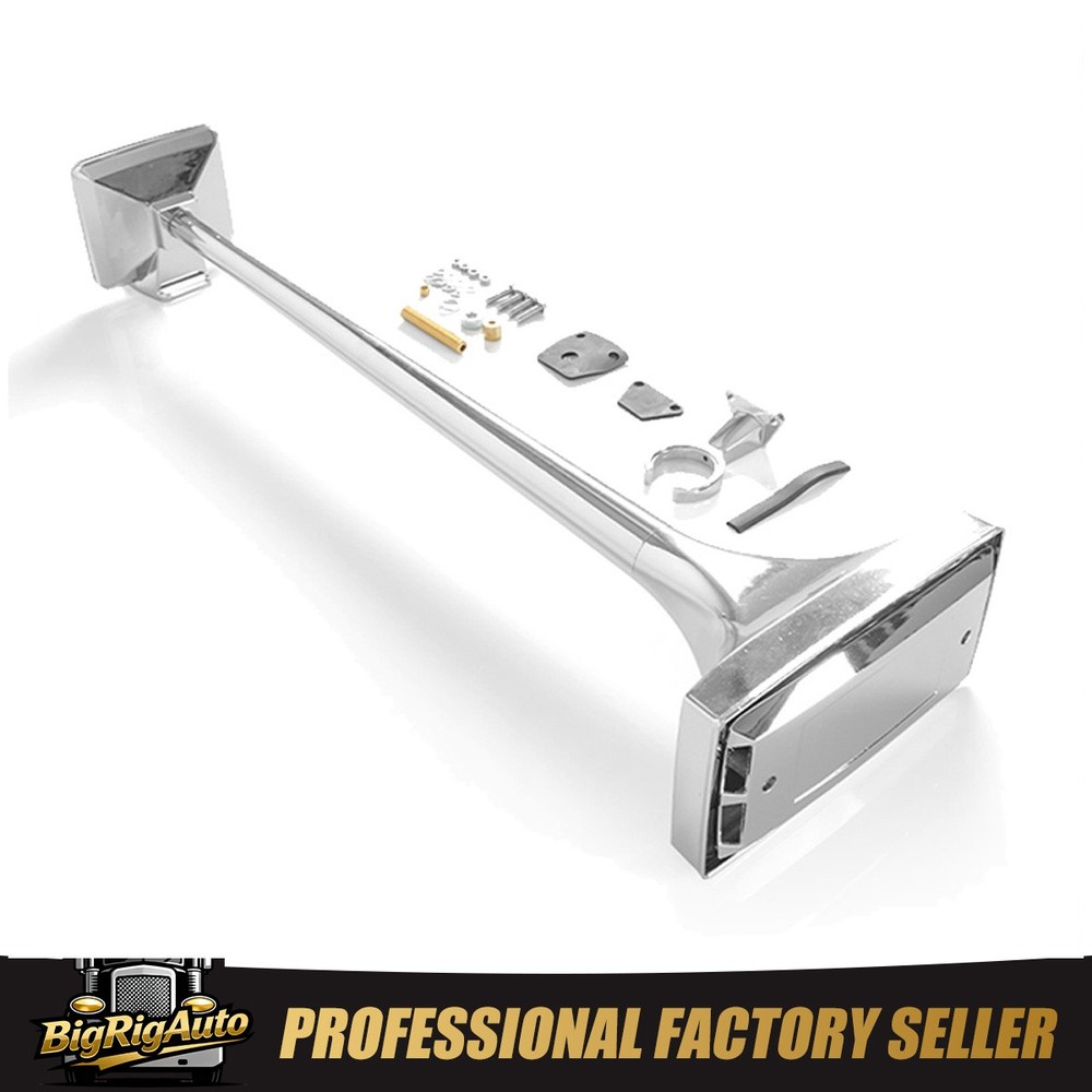 Chrome Single Rectangular Trumpet Air Horn 740mm Long Loud Truck Train 12V/24V