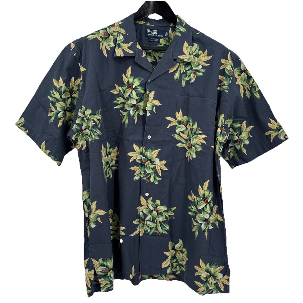 Polo Ralph Lauren Hawaiian Clayton Shirt Blue Floral Cotton Vintage 90's Men's L