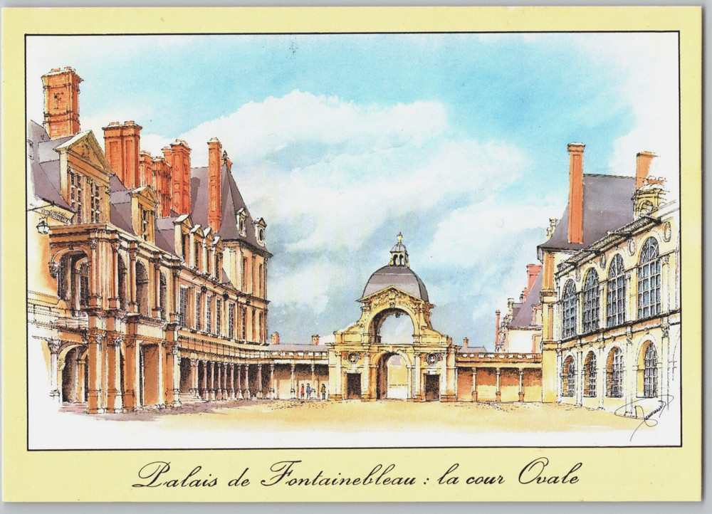 Palace of Fontainebleau France Oval Courtyard Michel Perreard Leconte Postcard
