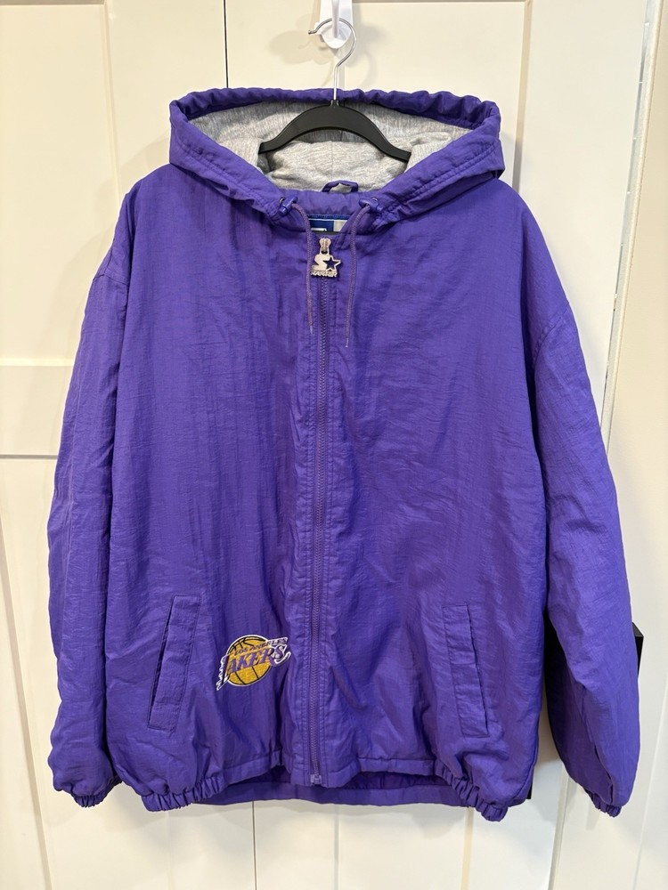 Vintage STARTER Los Angeles Lakers Jacket Hoodie Full Zip Men’s Size Large