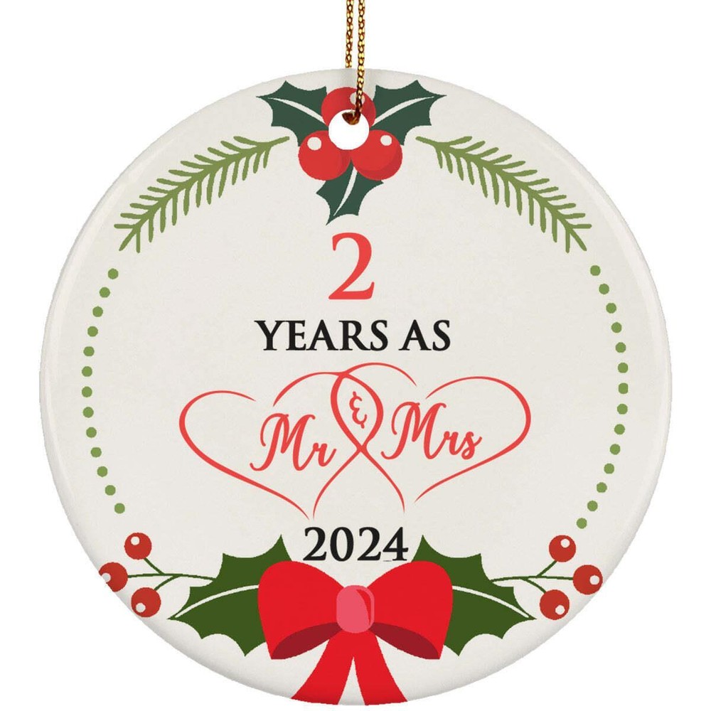 2nd Anniversary Ornament 2 Years As Mr   Mrs Christmas Ornament Keepsake Gift
