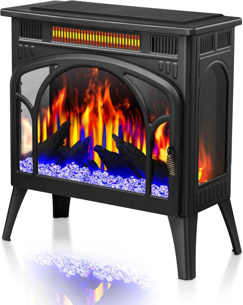 Electric Fireplace Heater Portable Electric Fireplace Stove Heater Indoor,12 Fla