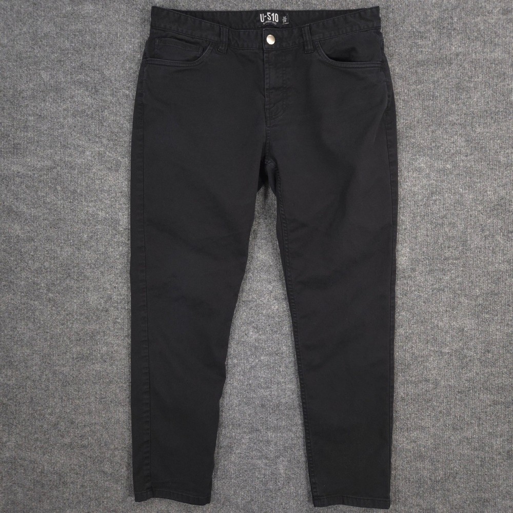 Under 5'10 Pants Mens 32X28 Black Garment Dyed 5 Pocket Stretch Preppy Casual