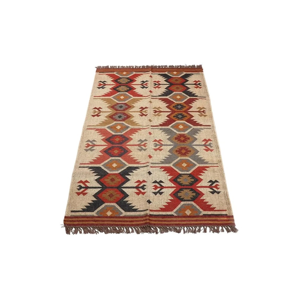 Handwoven Wool Jute Kilim Dhurrie Rug Color Multicolor Handmade Carpet Rug