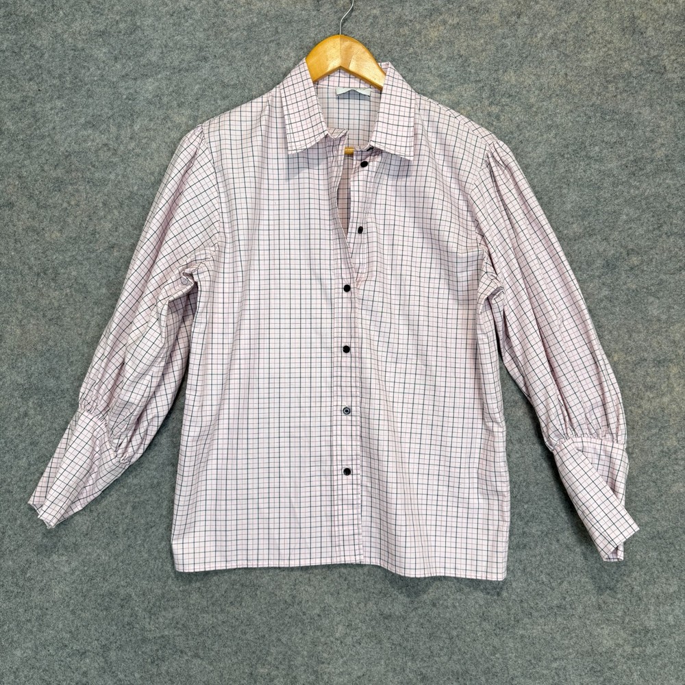 Sandro Paris Button Shirt Top Women Small 1 Fastening Check Lightweight Designer