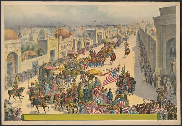 Photo:Buffalo NY c1900 Parade of Floats Parade Procession  Print