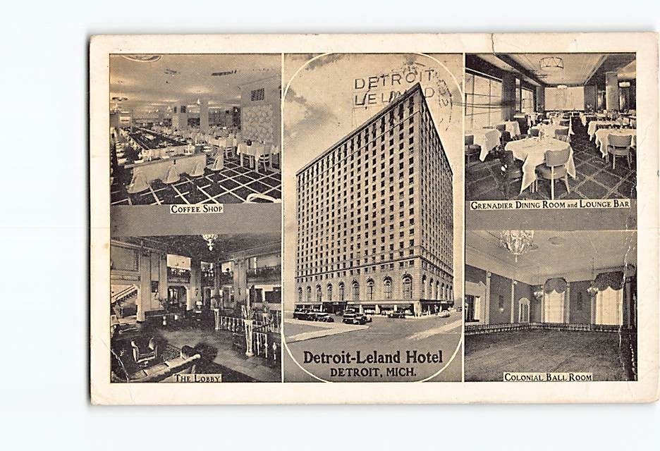 Postcard Detroit Leland Hotel Detroit Michigan USA