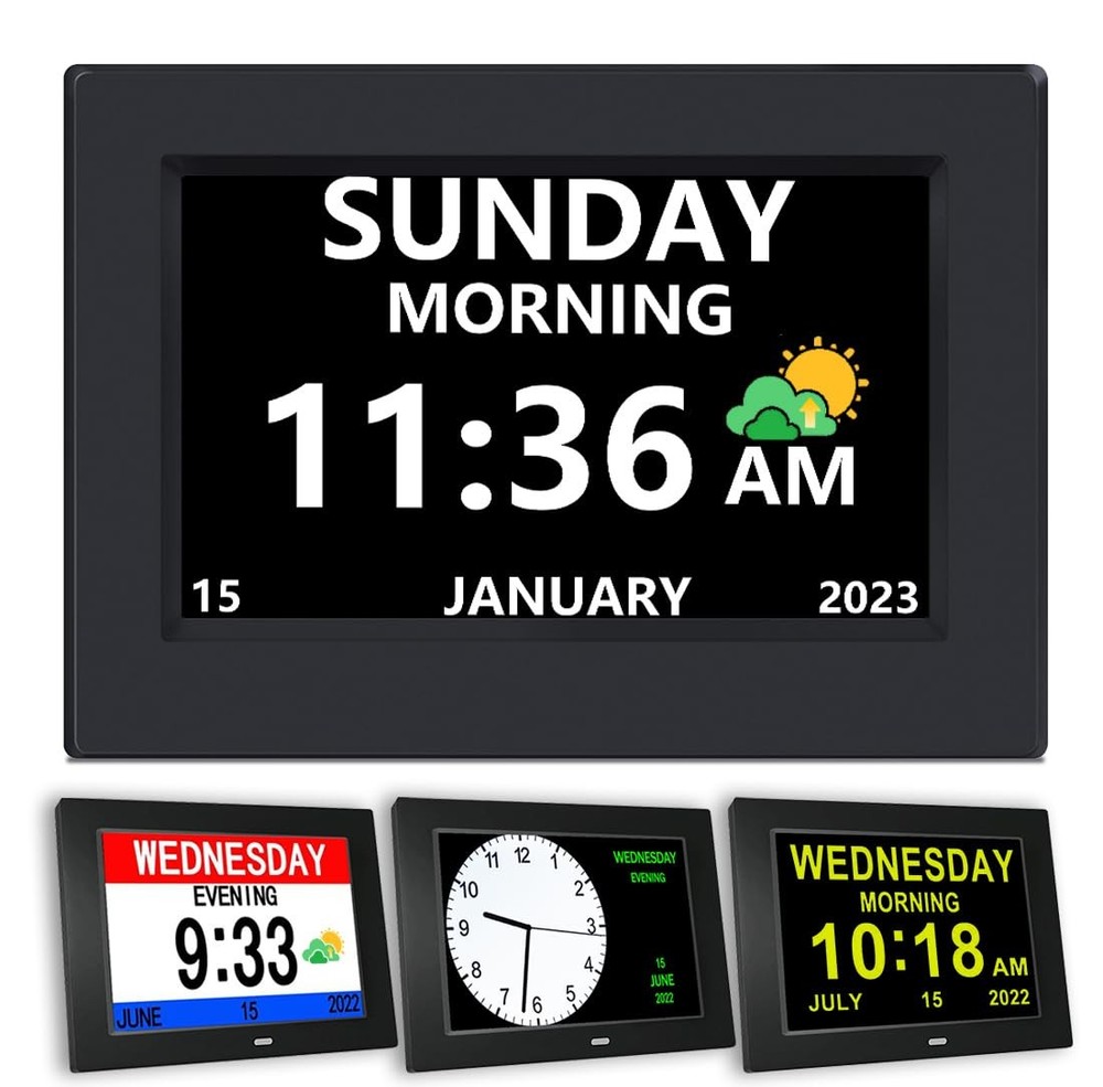 Large Digital Clock for Seniors - 12 Alarms, Date & Day Display, Medication Reminder