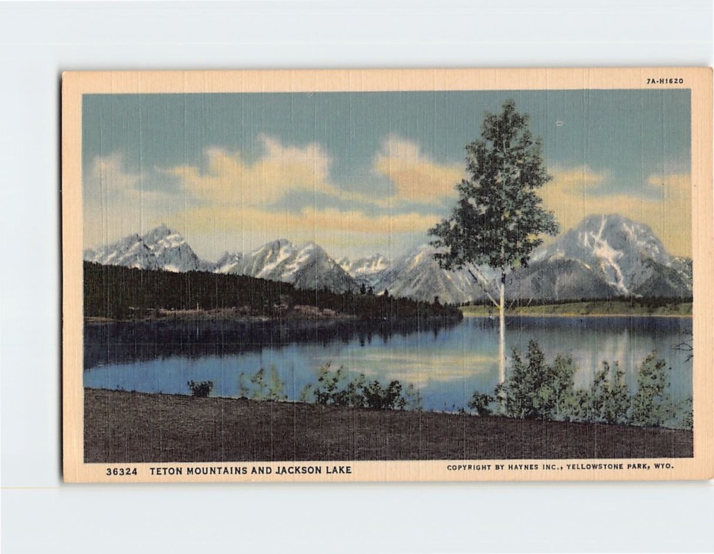 Postcard Teton Mountains & Jackson Lake Wyoming
