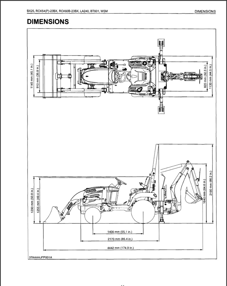 Kubota BX25 LA240 BT601 RCK Service Repair Manual, Workshop Manual