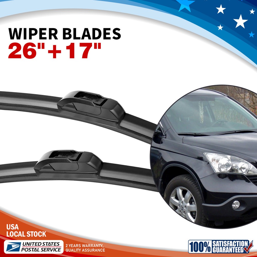 26-Inch & 17-Inch All-Season Bracketless J-Hook Windshield Wiper Blades - High Quality