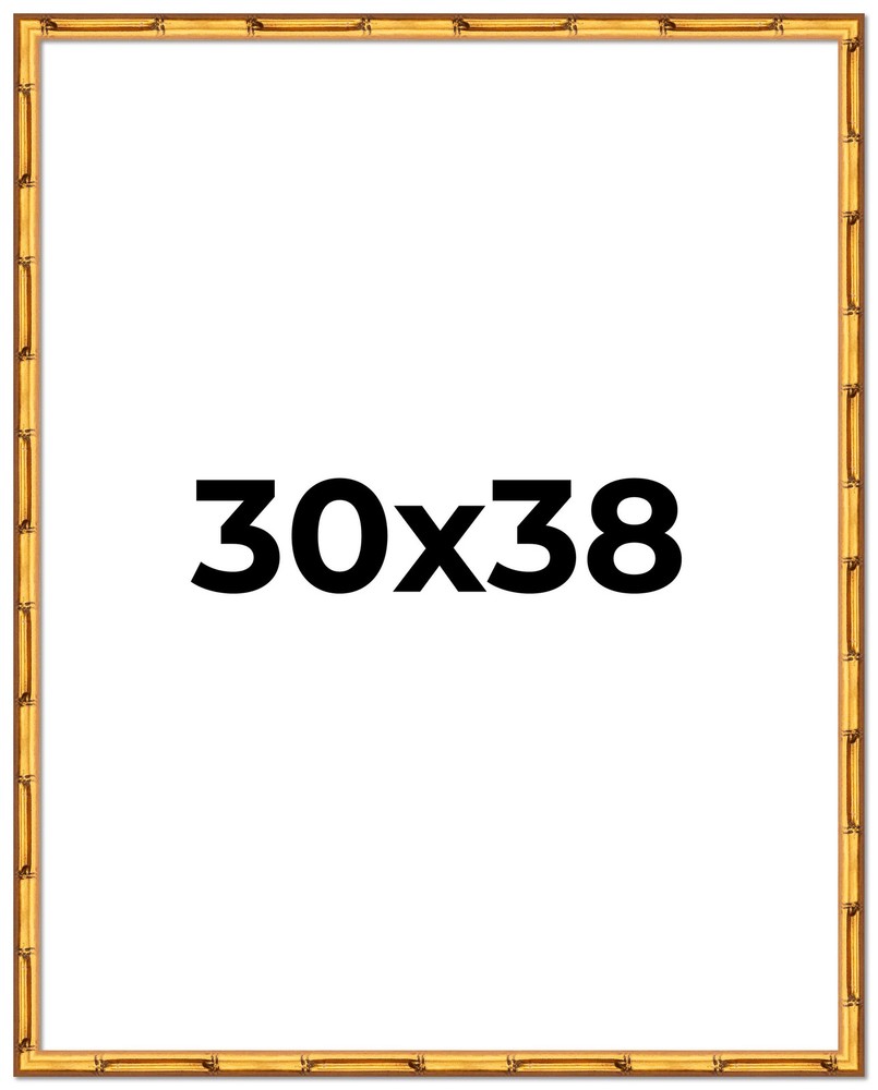 30x38 Frame Gold Bamboo Solid Wood Picture Frame | 1 Inch Moulding Width | Inter