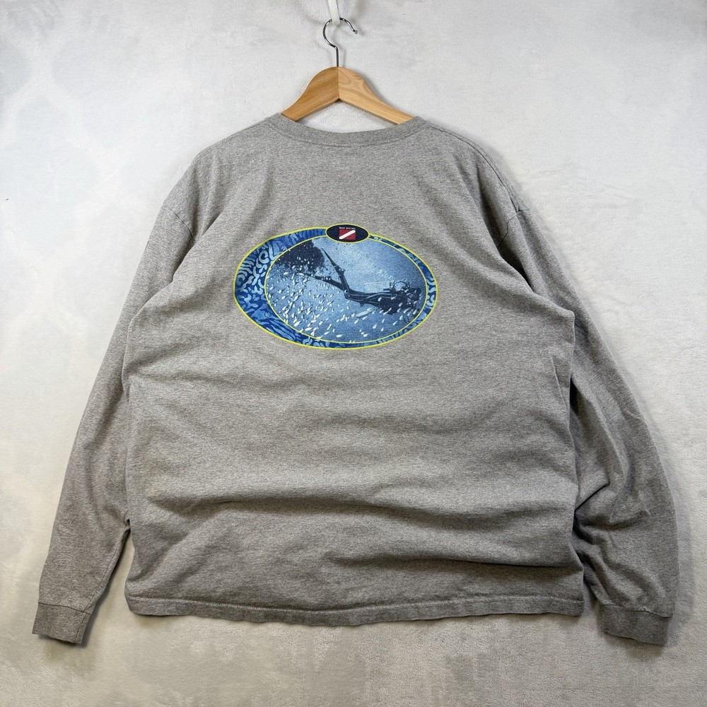 Vintage 90s Nautica Graphic Surf Gray Tee T-shirt Mens Size 2XL Made In USA