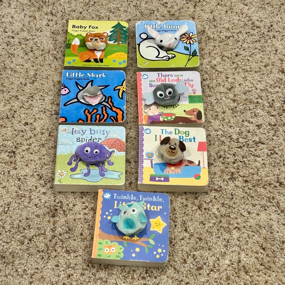 Finger Puppet Book - Little Finger Puppet Board Books - Lot of 7 Fox, Bunny, Dog