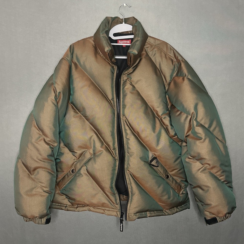 Supreme Down Puffer, Size Large, Iridescent Bronze Brown Green Perfect Condition