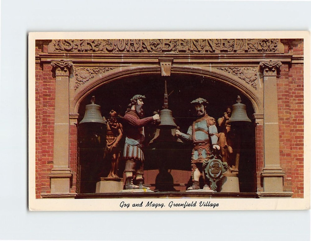 Postcard Gog & Magog Greenfield Village Dearborn Michigan USA