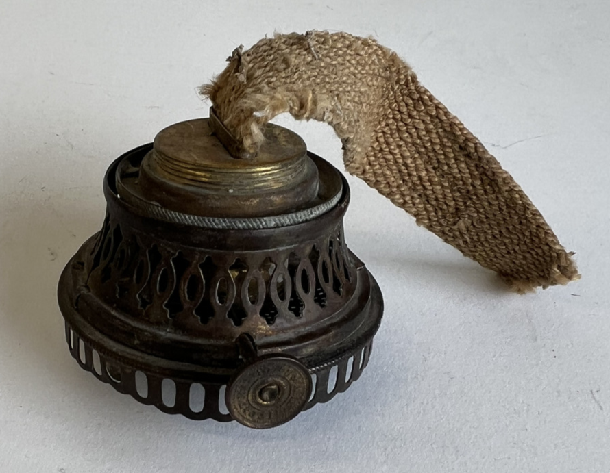 Vintage Brass Oil Lamp Burner with Unused Wick (LSX) 6913 Functional Turn Knob