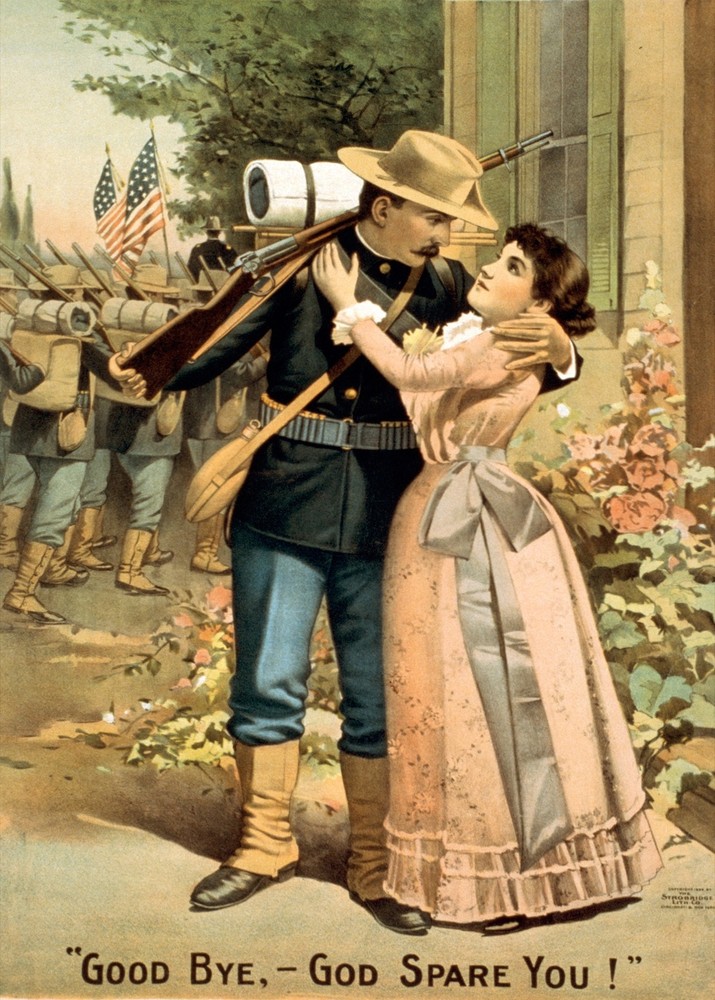 4107.Western couple hugging.Good-bye, God Spare you.POSTER.Home School art decor