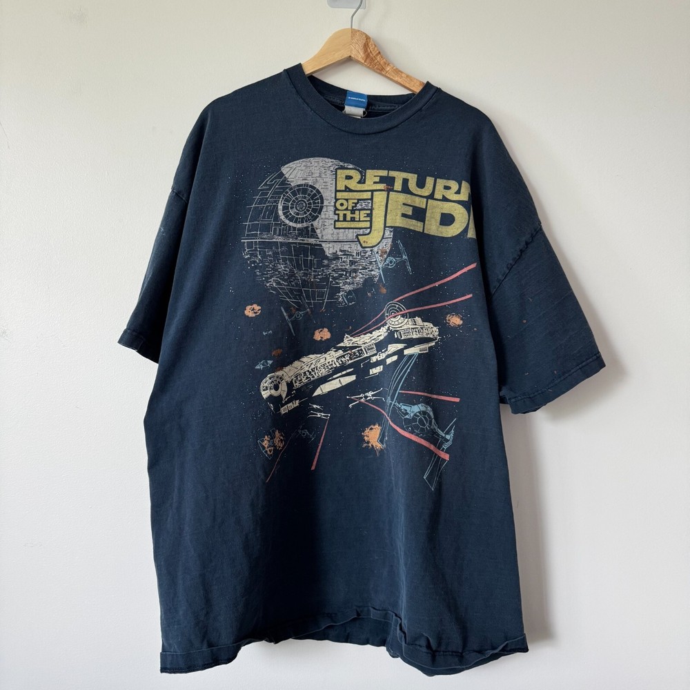 VTG Star Wars Return of the Jedi Death Star Men's 3XLT Tee with Flaw