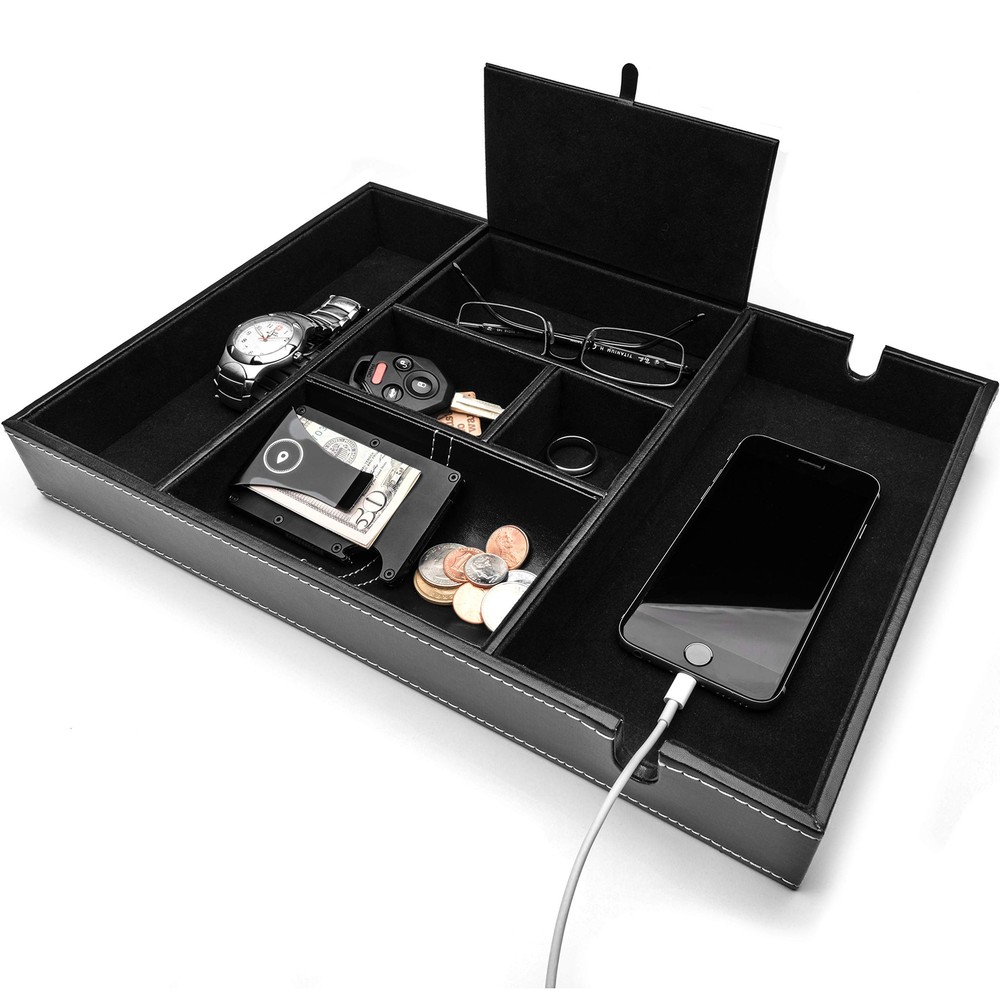 Men’s Valet Tray for Nightstand Entryway Catch All Organizer Tray Dresser Top