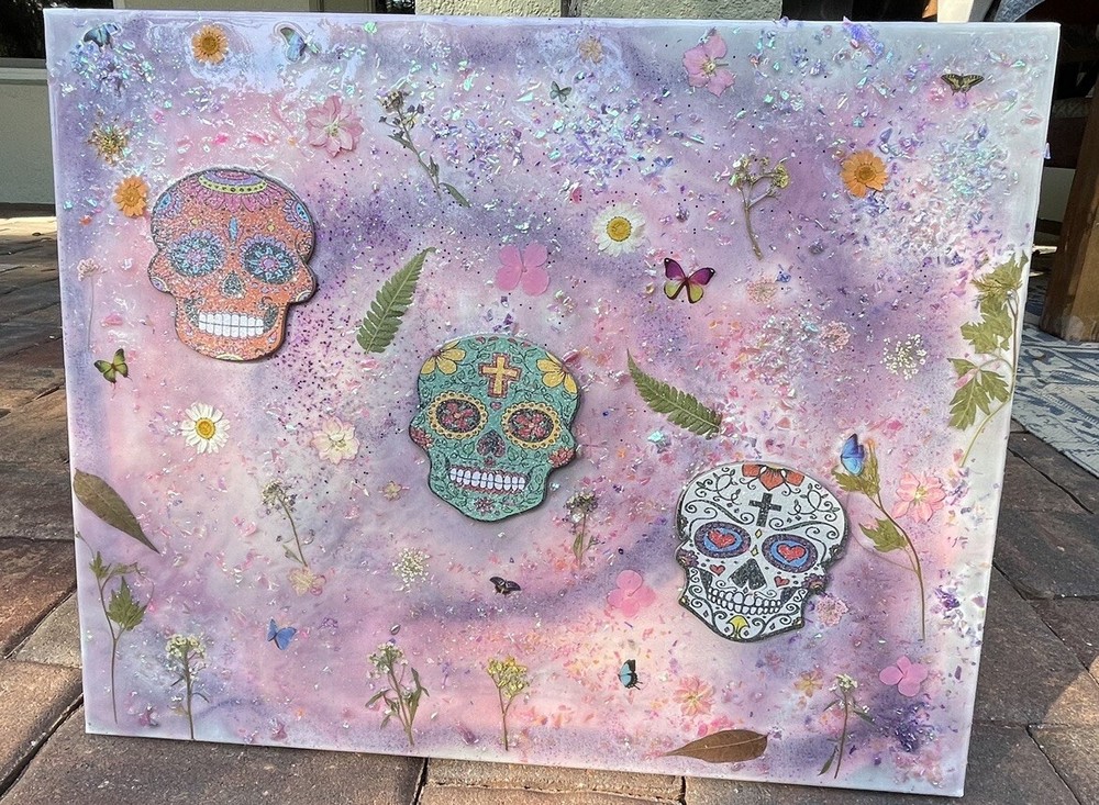 ABSTRACT CANVAS ART Original Acrylic Painting with RESIN  ARTWORK 16