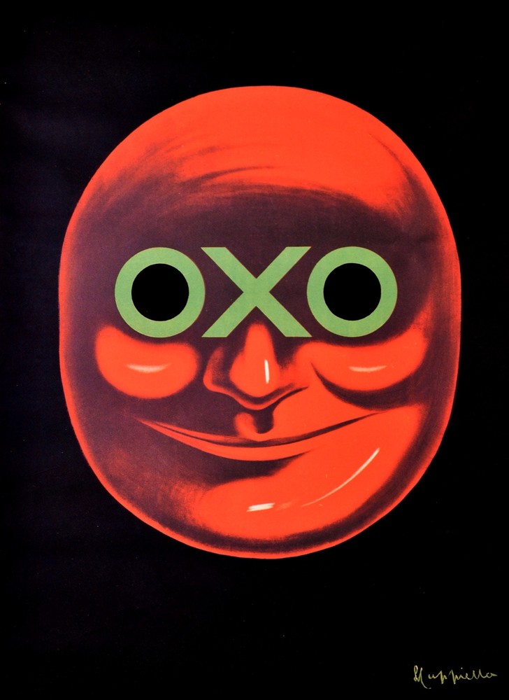 Red OXO face, black background Decorative Poster. Home Graphic Art Design. 4124