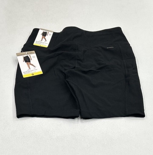 Mondetta Women's High-Rise Ribbed Biker Short, Black, Size S