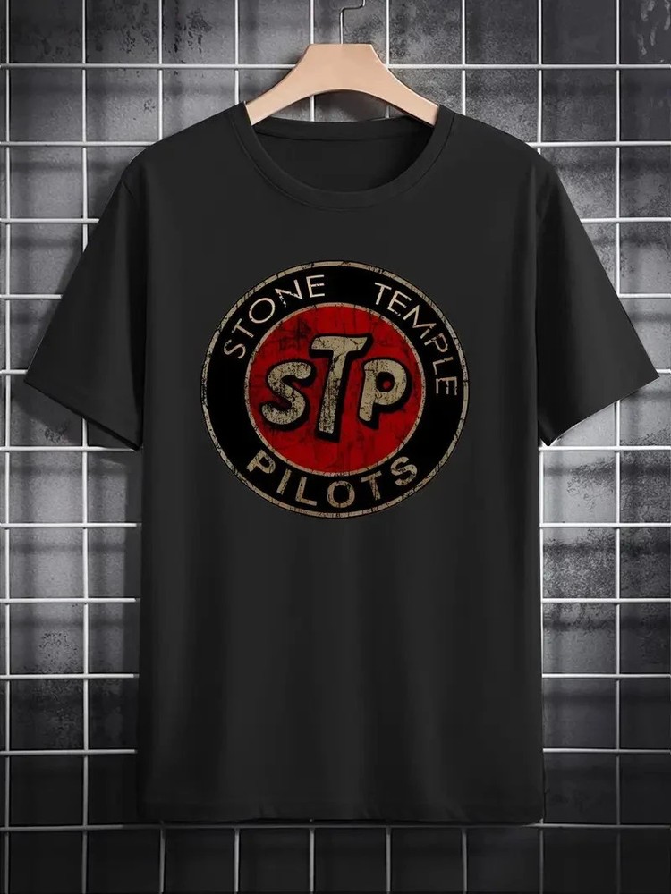 Stone Temple Pilots Graphic Print Men's Casual Crew Neck T-Shirt | Black Short